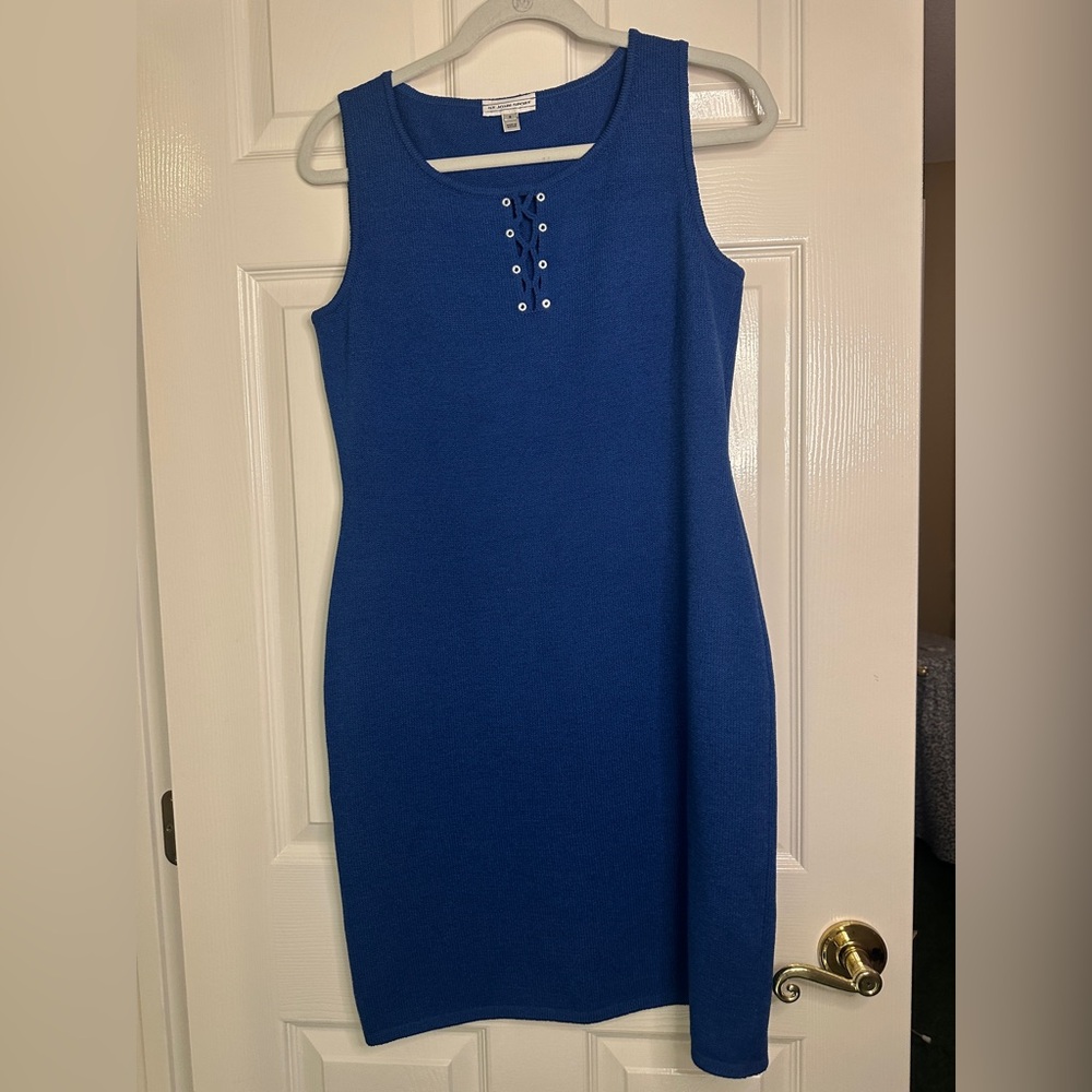 St John Sport Elegant Blue Sleeveless Dress